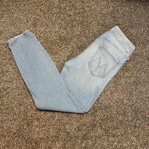 Mother The Looker Crop Jeans in Fresh Catch Women 27 Blue Stretch Denim Skinny